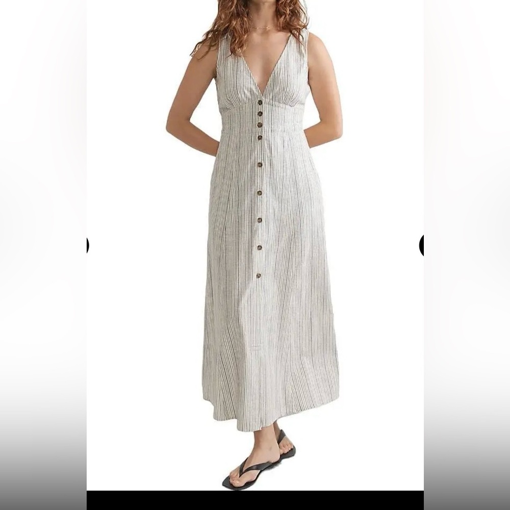 Marine layer blue white sleeveless button up dress size XS